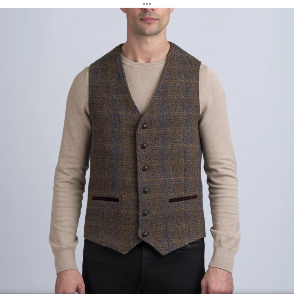 Celtic Tweed Brown Hunting Tweed Vest NWT